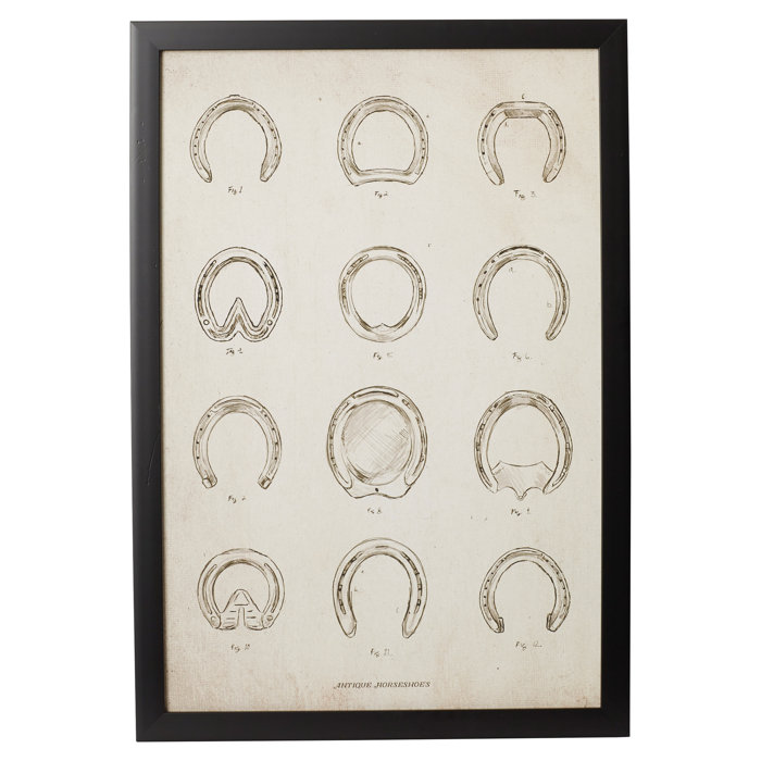 Three Posts 'Antique Horseshoes' Framed Painting Print on Wrapped